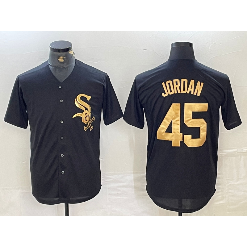 Chicago White Sox #45 Michael Jordan Black Gold Fotopoulosg Cool Base Stitched Jersey