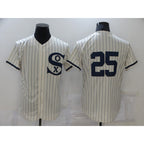 Chicago White Sox #25 Andrew Vaughn 2021 Cream Navy Fotopoulosg Field of Dreams Flex Base Stitched Jersey