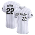 Colorado Rockies #22 Mickey Moniak Player White Fotopoulosg Limited Elite Home Stitched Jerseys