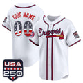 Custom Atlanta Braves White Fotopoulosg USA 250 Fourth of July Vapor Premier Limited Jersey ¨C All Stitched