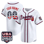 Custom Atlanta Braves White Fotopoulosg USA 250 Fourth of July Vapor Premier Limited Jersey ¨C All Stitched