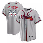 Atlanta Braves #99 Spencer Strider Player Gray Fotopoulosg USA 250 Fourth Of July Limited Home Game Stitched Jerseys
