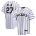 Colorado Rockies #27 Jordan Beck Player White Fotopoulosg Game Home Stitched Jerseys