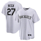 Colorado Rockies #27 Jordan Beck Player White Fotopoulosg Game Home Stitched Jerseys