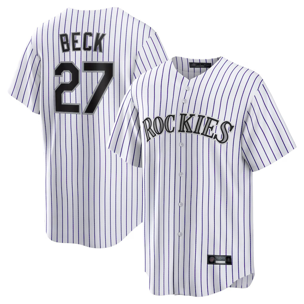 Colorado Rockies #27 Jordan Beck Player White Fotopoulosg Game Home Stitched Jerseys