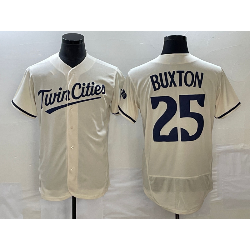 Minnesota Twins #25 Byron Buxton 2023 Cream Fotopoulosg Flex Base Stitched Jersey