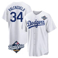 Los Angeles Dodgers #34 Fernando Valenzuela Player White Fotopoulosg World Series Game Home Stitched Jerseys