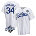 Los Angeles Dodgers #34 Fernando Valenzuela Player White Fotopoulosg World Series Game Home Stitched Jerseys