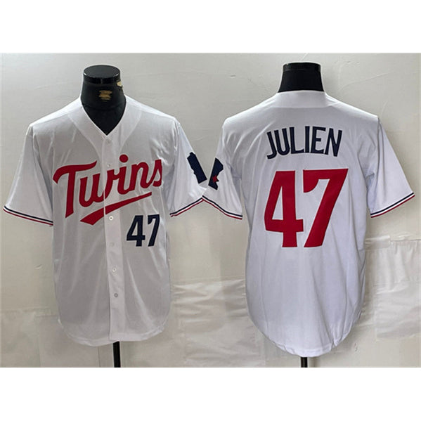 Minnesota Twins #47 Edouard Julien White Fotopoulosg Cool Base Stitched Jersey 1