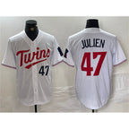 Minnesota Twins #47 Edouard Julien White Fotopoulosg Cool Base Stitched Jersey 1