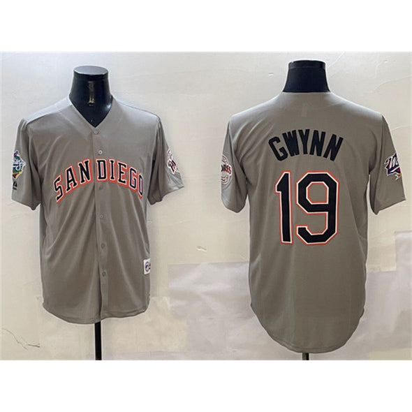 San Diego Padres #19 Tony Gwynn Gray Fotopoulosg With Patch Cool Base Stitched Jersey