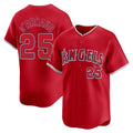 Los Angeles Angels #25 Travis d'Arnaud Player Red Fotopoulosg Home Limited Stitched Jerseys
