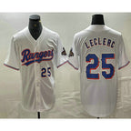 Texas Rangers #25 Jose Leclerc Number White Fotopoulosg 2024 Gold Collection Limited Cool Base Jerseys