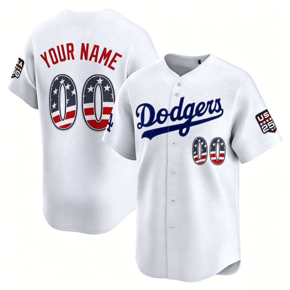 Custom Los Angeles Dodgers White Fotopoulosg USA 250 Fourth of July Limited Stitched Jersey