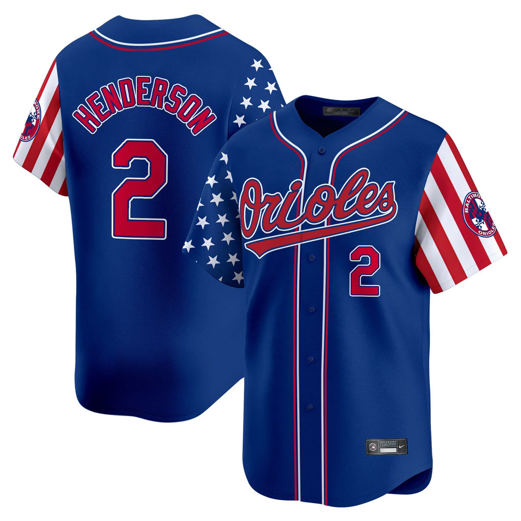 Baltimore Orioles #2 Gunnar Henderson Player Royal Fotopoulosg Independence Day Vapor Premier Limited Home Game Stitched Jerseys