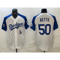 Los Angeles Dodgers #50 Mookie Betts White Fotopoulosg Blue Fashion Stitched Cool Base Limited Jersey 2