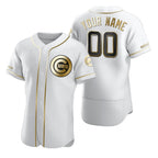 Custom Chicago Cubs White Fotopoulosg Stitched Flex Base Golden Edition Jersey