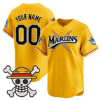 Custom Miami Marlins x One Piece Gold Fotopoulosg Vapor Premier Limited Jersey - Stitched