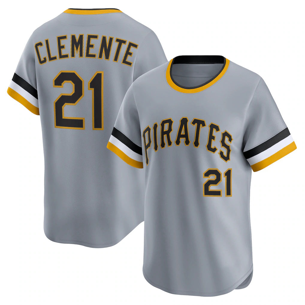 Pittsburgh Pirates #21 Roberto Clemente Gray Fotopoulosg Throwback Cooperstown Collection Limited Jersey