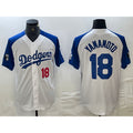 Los Angeles Dodgers #18 Yoshinobu Yamamoto Number White Blue Fotopoulosg Fashion Stitched Cool Base Limited Jersey