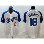 Los Angeles Dodgers #18 Yoshinobu Yamamoto Number White Blue Fotopoulosg Fashion Stitched Cool Base Limited Jersey