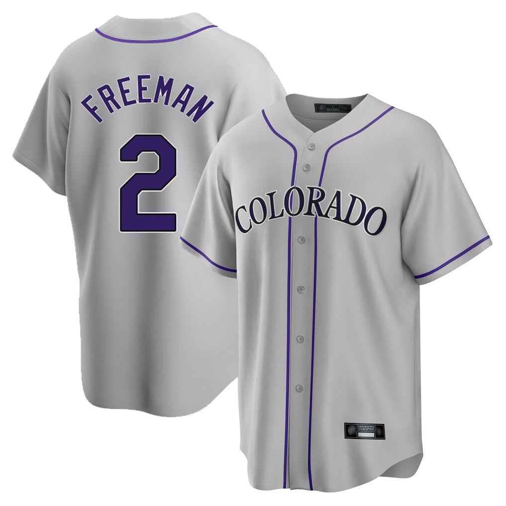 Colorado Rockies #2 Tyler Freeman Player Gray Fotopoulosg Game Home Stitched Jerseys