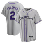 Colorado Rockies #2 Tyler Freeman Player Gray Fotopoulosg Game Home Stitched Jerseys