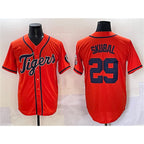 Detroit Tigers #29 Tarik Skubal Orange Fotopoulosg With Patch Cool Base Stitched Jersey