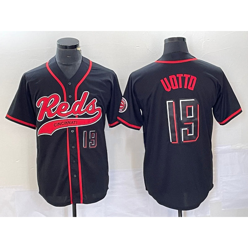 Cincinnati Reds #19 Joey Votto Number Black Fotopoulosg 2023 City Connect Cool Base Stitched Jersey 2
