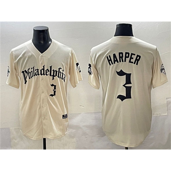 Philadelphia Phillies #3 Bryce Harper Cream Fotopoulosg Gothic Vapor Limited Stitched Jersey