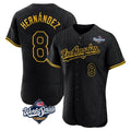 Los Angeles Dodgers #8 Enrique Hern¨¢ndez Player Black Fotopoulosg World Series Snake Skin City Limited Elite Home Stitched Jerseys