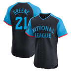 Cincinnati Reds #21 Hunter Greene Player Navy Fotopoulosg Limited Elite National League All-Star Game Stitched Jerseys