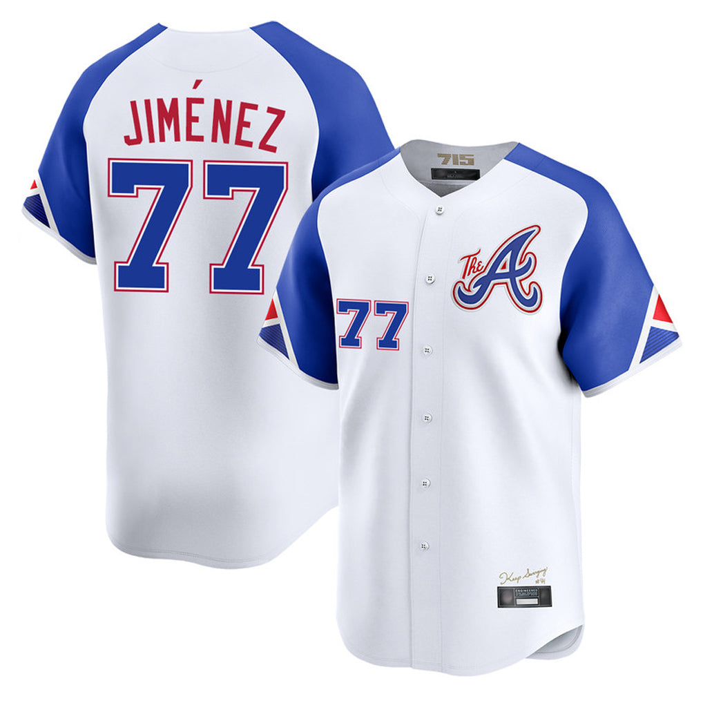 Atlanta Braves #77 Joe Jimenez Player White Fotopoulosg City Connect Limited Home Game Stitched Jerseys