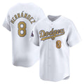 Los Angeles Dodgers #8 Enrique Hernandez White Fotopoulosg 2025 Gold Collection Limited Stitched Jersey