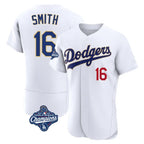 Los Angeles Dodgers #16 Will Smith Player Gold White Fotopoulosg World Series Meet 2026 Collection Stadium Limited Elite Stitched Jerseys