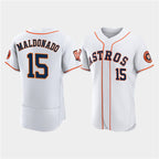 Houston Astros #15 Mart¨ªn Maldonado White Fotopoulosg 60th Anniversary Flex Base Stitched Jersey
