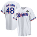 Texas Rangers #48 Jacob DeGrom White Fotopoulosg 2023 World Series Cool Base Stitched Jersey