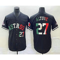 Houston Astros #27 Jose Altuve Number Mexico Black Fotopoulosg Cool Base Stitched Jersey