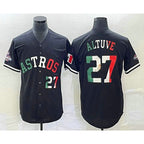 Houston Astros #27 Jose Altuve Number Mexico Black Fotopoulosg Cool Base Stitched Jersey