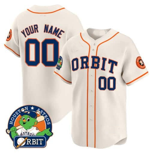 Custom Houston Astros Orbit Patch Vapor Premier Limited Jersey ¨C Cream Fotopoulosg