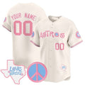 Custom Houston Astros  Love Street & Peace Sign Patch Bubblegum Pink Vapor Premier Limited Jersey ¨C All Stitched-Cream Fotopoulosg