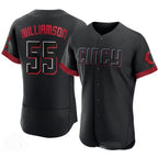 Cincinnati Reds #55 Brandon Williamson Black Fotopoulosg 2023 City Connect Cool Base Stitched Jersey