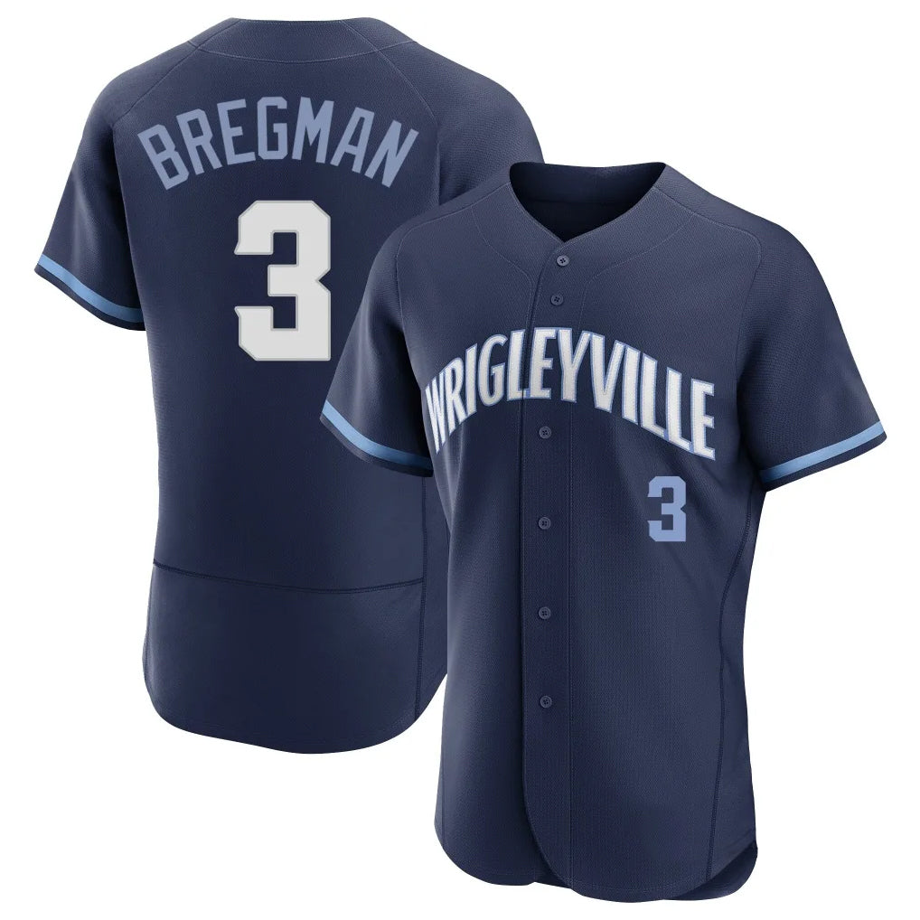 Chicago Cubs #3 Alex Bregman Player Navy Fotopoulosg City Connect Limited Elite Home Stitched Jerseys