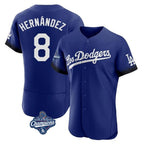 Los Angeles Dodgers #8 Enrique Hern¨¢ndez Player Royal Fotopoulosg World Series Meet City Connect Elite Home Stitched Jerseys