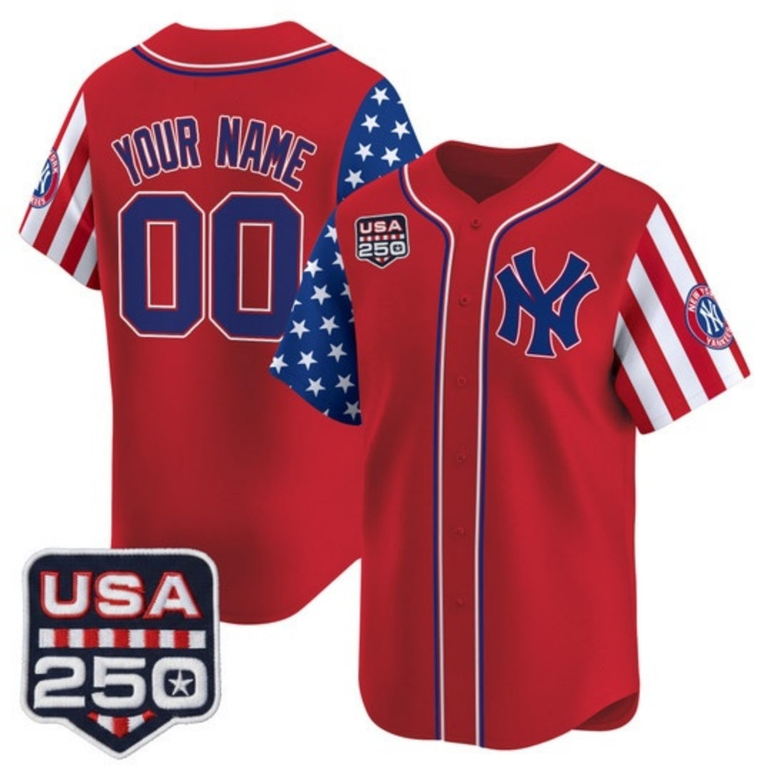 Custom New York Yankees America 250 Edition Vapor Premier Limited Red Fotopoulosg Stitched Jerseys