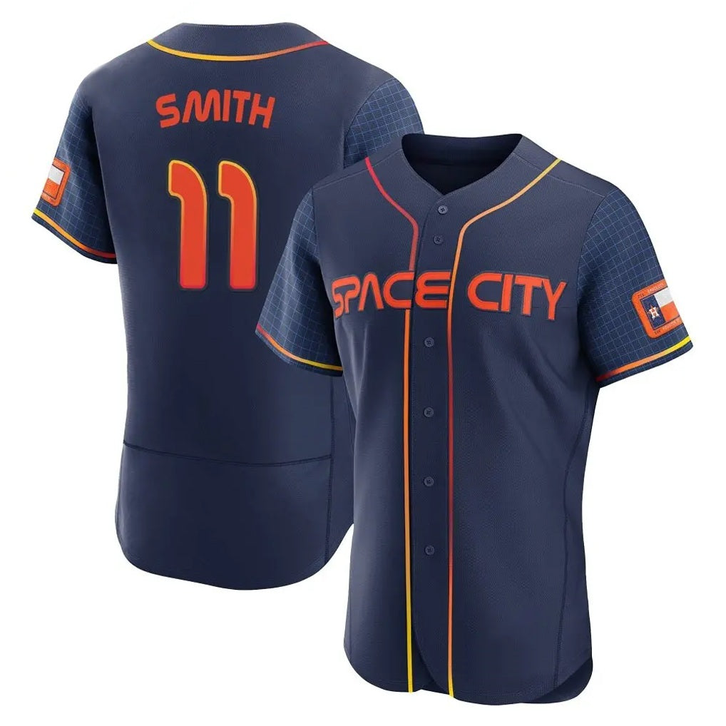 Houston Astros #11 Cam Smith Player Navy Fotopoulosg City Connect Limited Elite Home Stitched Jerseys