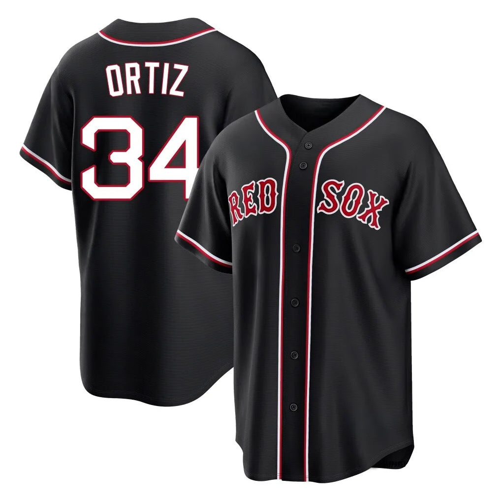 Boston Red Sox #34 David Ortiz Player Black Fotopoulosg Out Home Game Stitched Jerseys