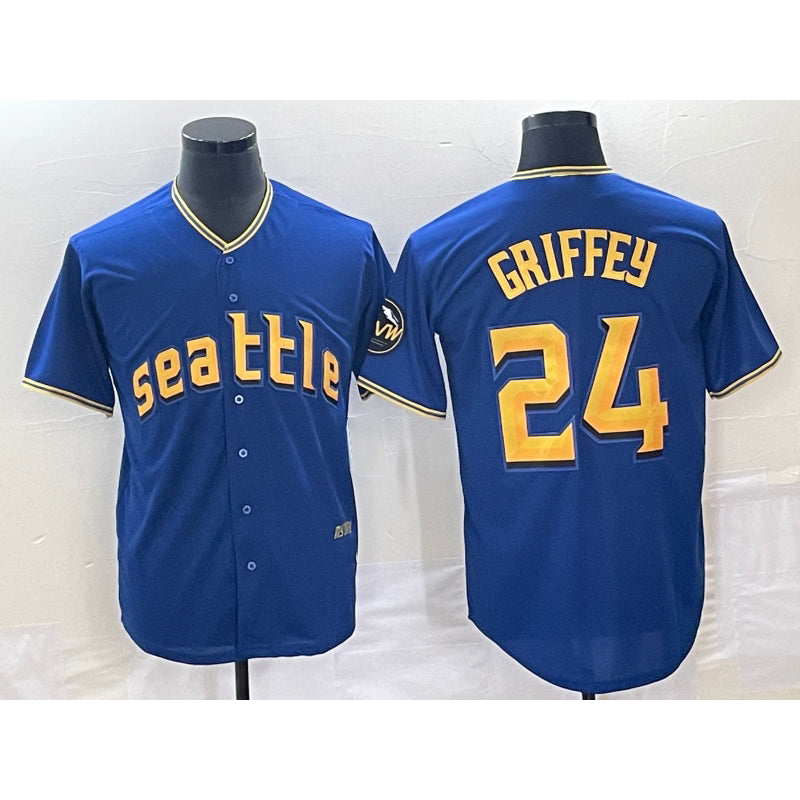 Seattle Mariners #24 Ken Griffey Blue Fotopoulosg 2023 City Connect Cool Base Stitched Jersey