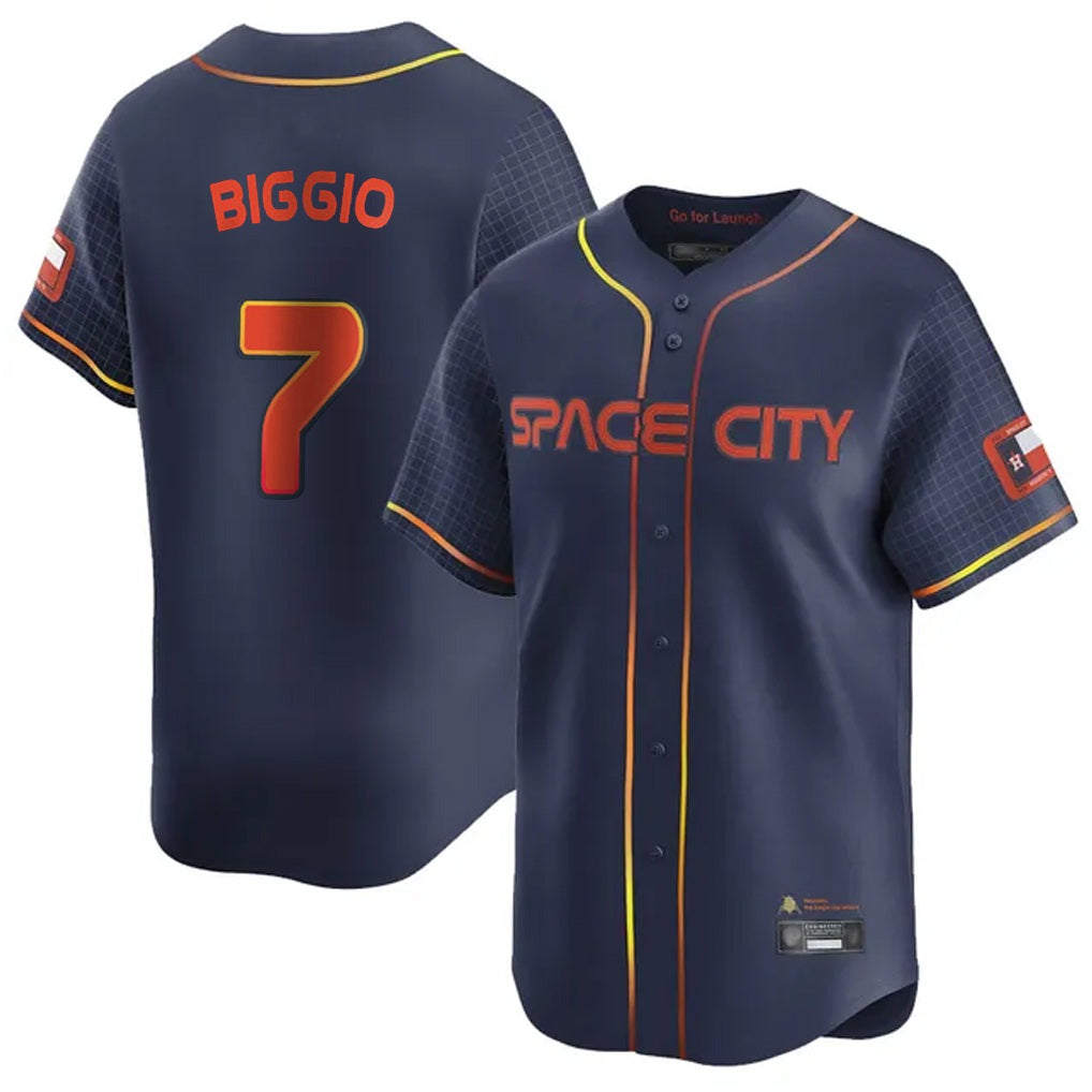 Houston Astros #7 Craig Biggio Player Navy Fotopoulosg City Connect Home Limited Stitched Jerseys