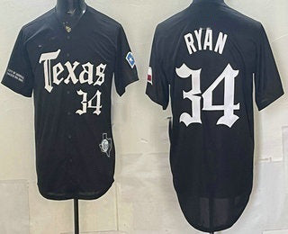 Texas Rangers #34 Nolan Ryan Black Fotopoulosg Gothic Mexico 2025 Vapor Premier Limited Jersey